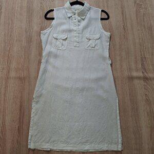 Alain Thomas CoverMe 100% Linen Shirt Dress Size M Deep Side Vents Breast Pocket